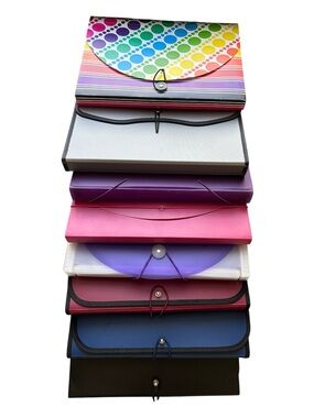 Accordion File Folders Set - Rainbow & Solid Colors office home paper organizer